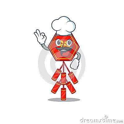 Illustration character chef chinese firecracker cartoon shape Vector Illustration