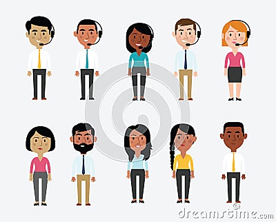 Illustration Of Characters Depicting Office Occupations Vector Illustration