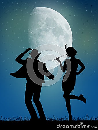 Illustration of the Charleston dancers Stock Photo