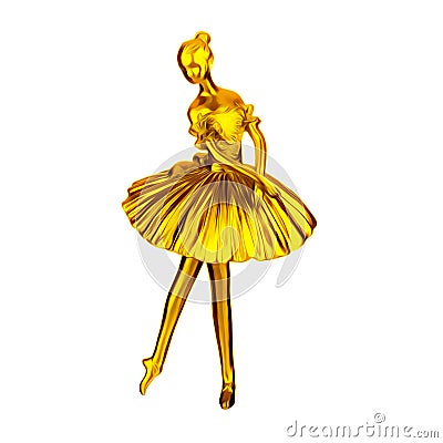 Illustration of a charming ballerina in gold on a white background! Stock Photo