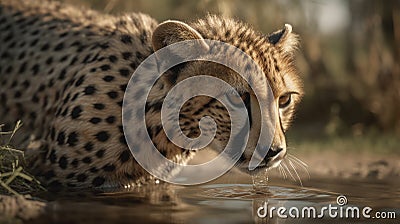 Illustration of a cheetah stalking its prey with its flock Stock Photo