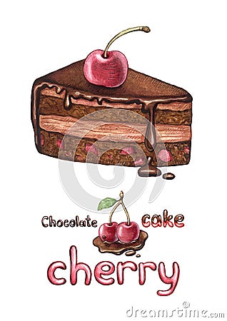 Illustration of cherry cake Cartoon Illustration