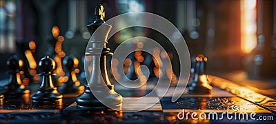 illustration of a chess game in cinematic style Cartoon Illustration