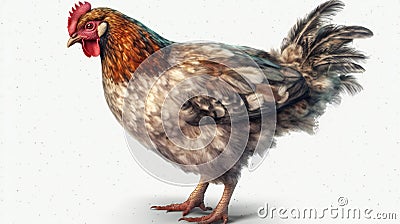 Chicken isolated on white background with clipping path Cartoon Illustration