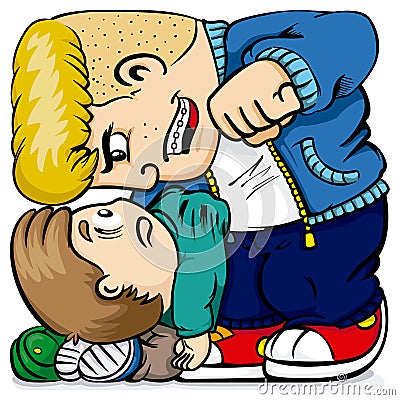 Illustration of a child suffering bullying from a quarrelsome bully Vector Illustration