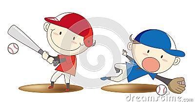 Elementary school student baseball confrontation image Vector Illustration