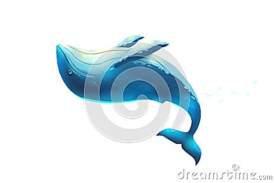 Illustration For Children: The Huge Dancing Whale. Stock Photo