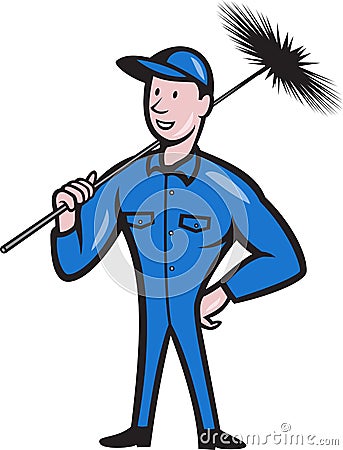 Chimney Sweeper Cleaner Worker Cartoon Vector Illustration
