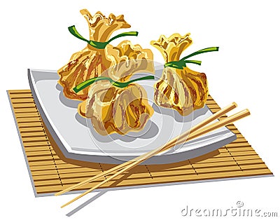 Illustration of chineese dumplings Stock Photo