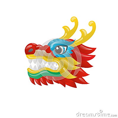 Illustration of Chinese colorful dragon head Vector Illustration