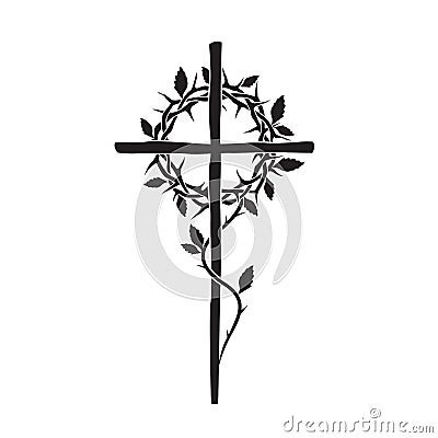 Christian cross and thorn crown Vector Illustration