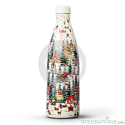 Christmas bottle isolated on a white background Cartoon Illustration