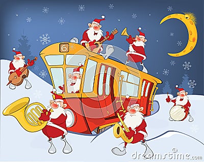 Illustration of Christmas Santa Claus Music Band Vector Illustration