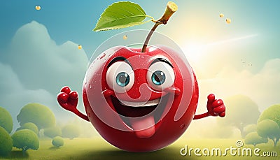 a illustration of Chuckle the Cheeky Cherry Cartoon Illustration