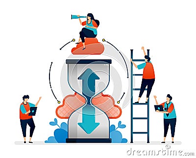 illustration of circulation of data based on time. scheduling data access Vector Illustration