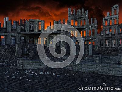 Apocalypse, City Ruins, Earthquake, War Stock Photo