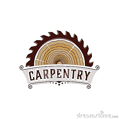 Classic badge carpentry logo concept Vector Illustration