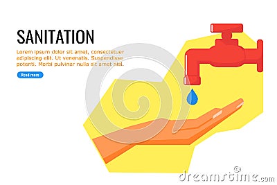 Sanitation Using Tap Water Stock Photo