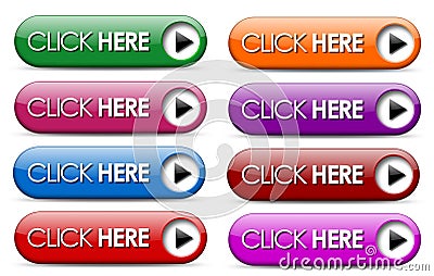 Illustration of click here icons web buttons on white background Stock Photo