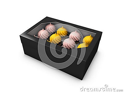 Illustration of Close Paper Box for Cookies or Cakes on White Background Stock Photo