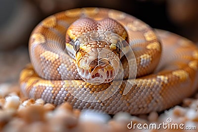 Close up of a Burmese python (Python reticulatus) Cartoon Illustration
