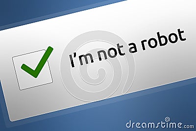 Close-up of Internet CAPTCH / Robot Human Verification Checkbox Code Stock Photo