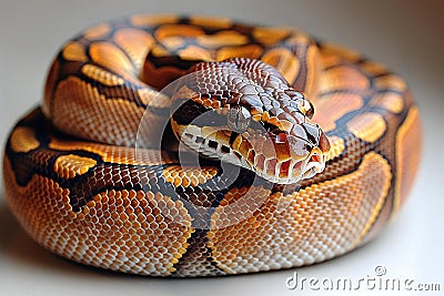 Close up of a royal python (Python reticulatus) Cartoon Illustration