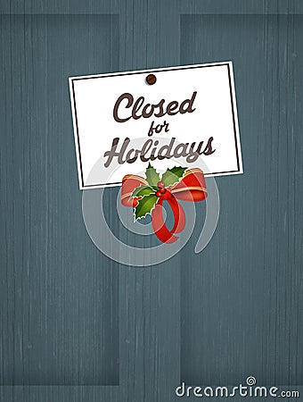 Closed for holidays sign on door Stock Photo