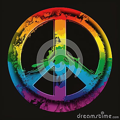 Illustration of the CND symbol in rainbow colors Cartoon Illustration