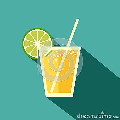 Illustration cocktail with lime tequila in flat design stile Stock Photo