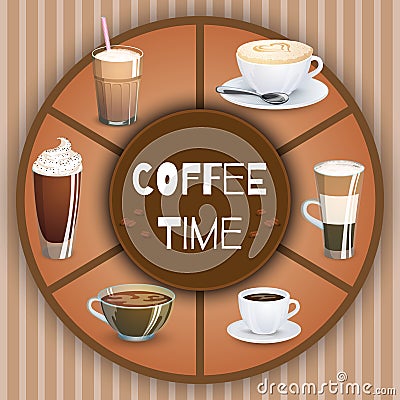 Illustration With Coffee Drinks Vector Illustration
