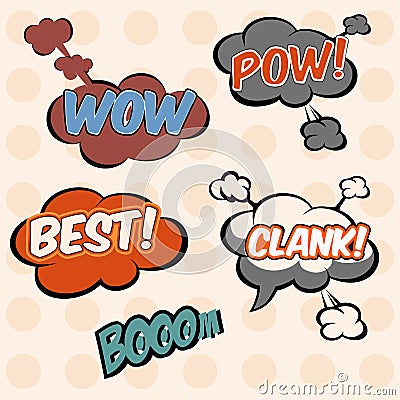 Illustration, collection cloud-speech in pop-art style elements of design comic books Cartoon Illustration