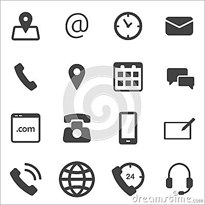 Illustration of collection of different icons of communication. Communication icon image for UI, web design, app design Stock Photo