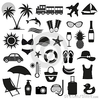 Illustration of The collection of element for summer set. a group of summer items on a white background Vector Illustration