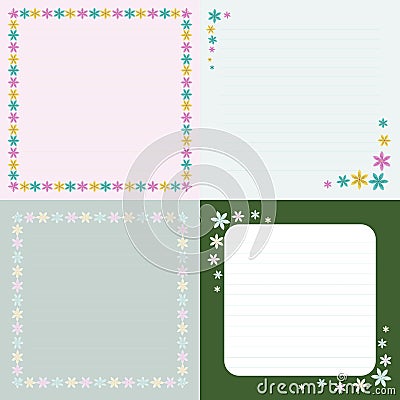 The illustration of the collection is a funny set of paper sheet or paper bag for a note in a fashionable notebook Vector Illustration