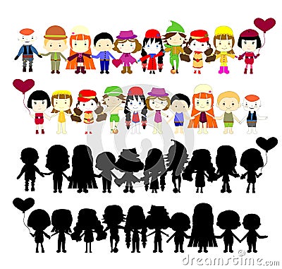 Illustration of collection of simple kids Vector Illustration