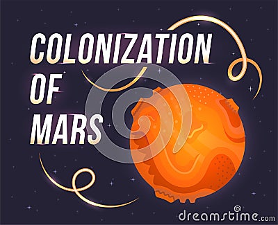 Poster of colonization of Mars Stock Photo