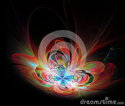 Illustration colorful butterfly fractal 3d render Vector Illustration