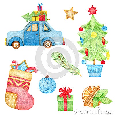 Illustration of colorful Christmas collection Stock Photo