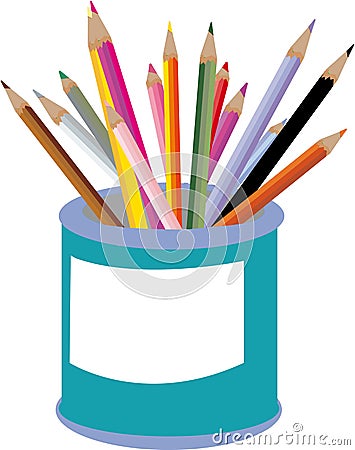 Illustration of colorful drawing pencils isolated on a white background Cartoon Illustration