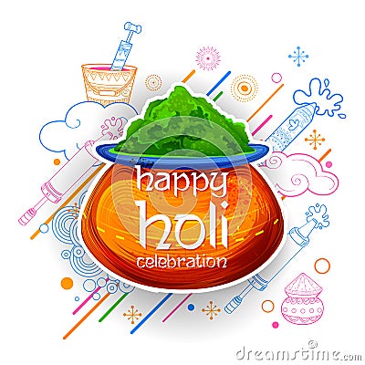 Powder color gulal for Happy Holi Background Vector Illustration