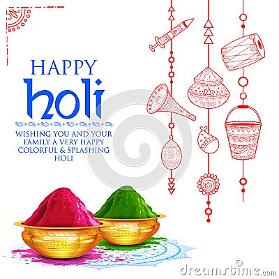 Powder color gulal for Happy Holi Background Vector Illustration