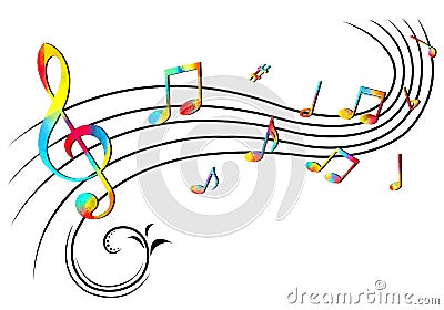 Colorful music notes Stock Photo