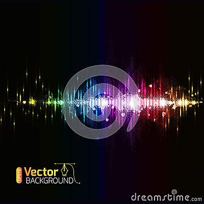 Illustration of colorful musical bar showing volume on black background, Stock Photo