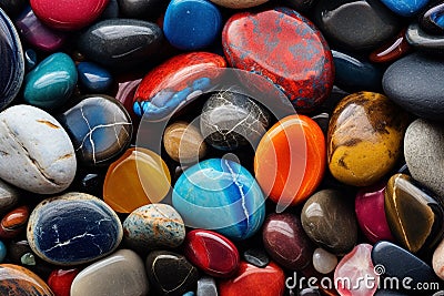 illustration of colorful pebbles stones background. Generative AI Cartoon Illustration