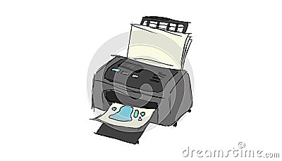 An illustration of a colorful printer Cartoon Illustration