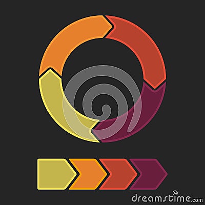 Illustration of a colorful rotating circle with arrows isolated on a dark background Cartoon Illustration