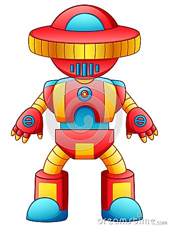 Colorful toy robot cartoon isolated on white background Vector Illustration
