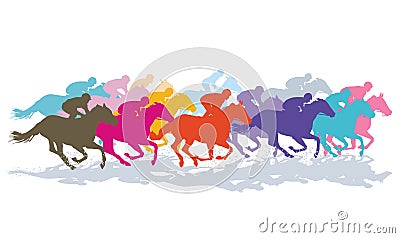 Colourful galloping horses Vector Illustration