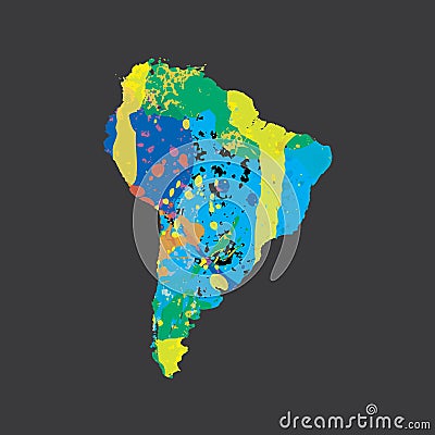 Illustration of a colourfully filled outline of South America Vector Illustration